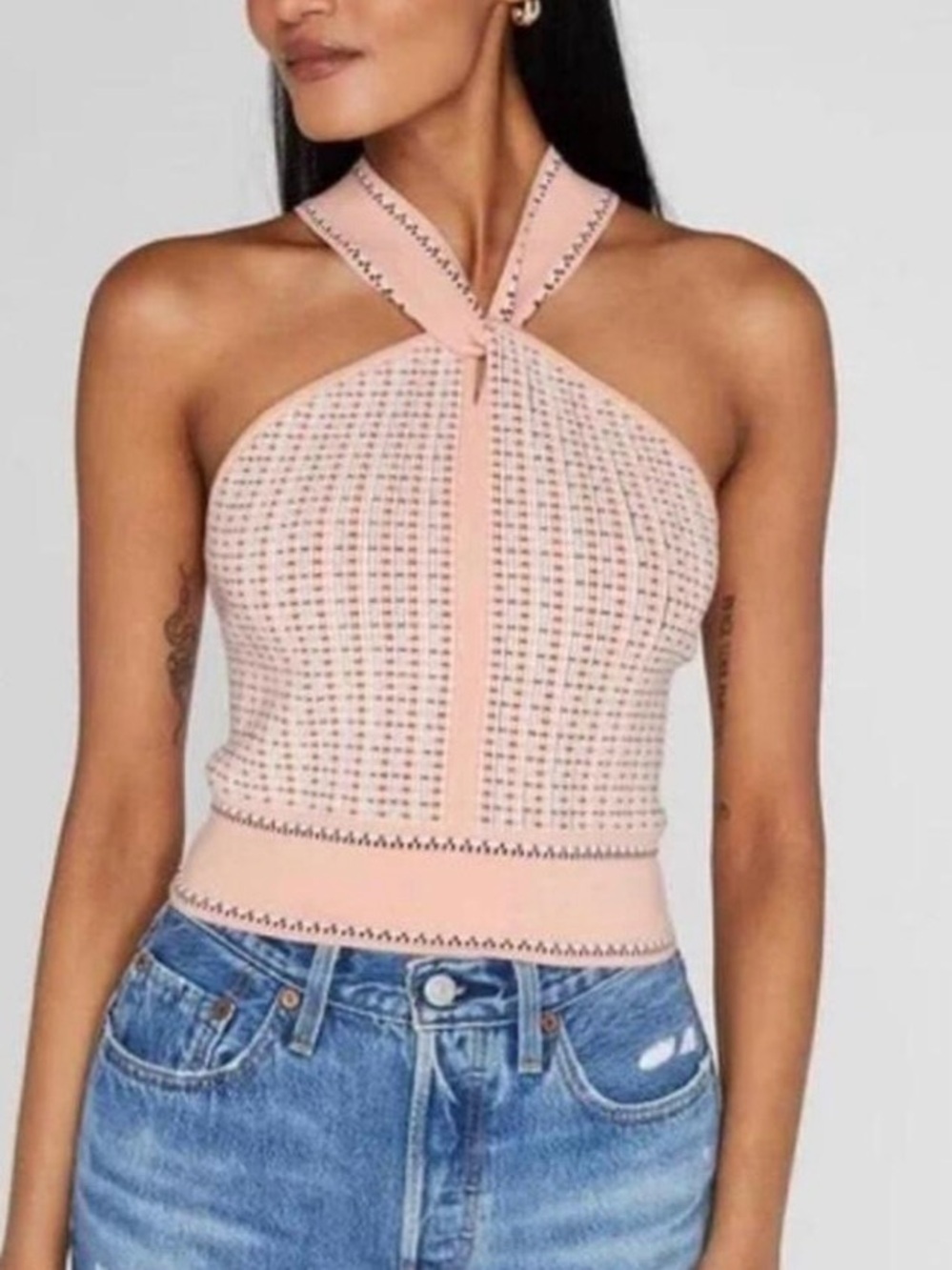 Club Monaco Pink Knit Halter Top